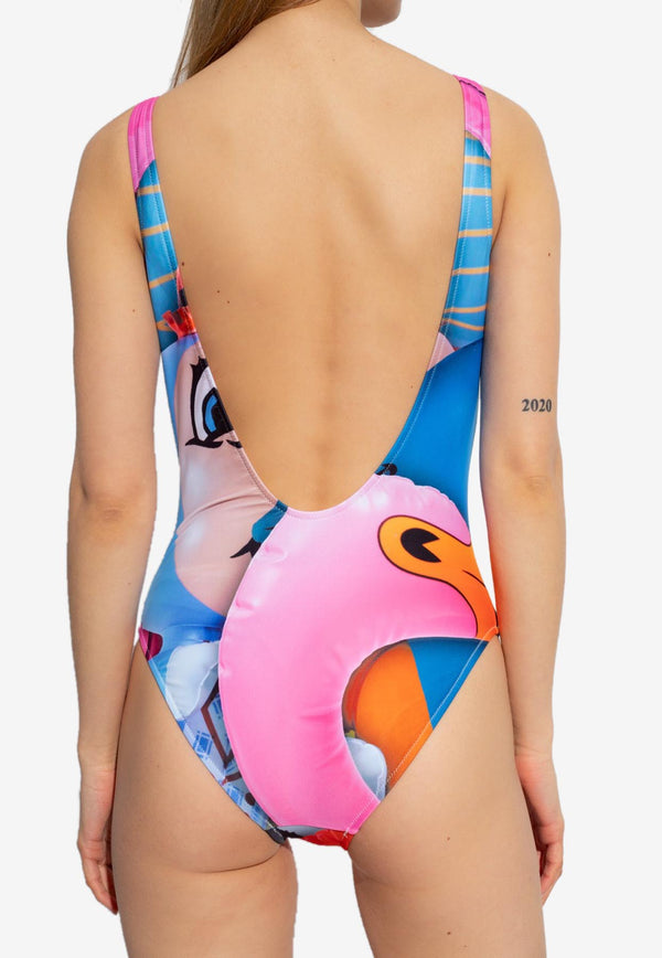 Moschino Graphic-Print One-Piece Swimsuit Multicolor A4203 0476 2888