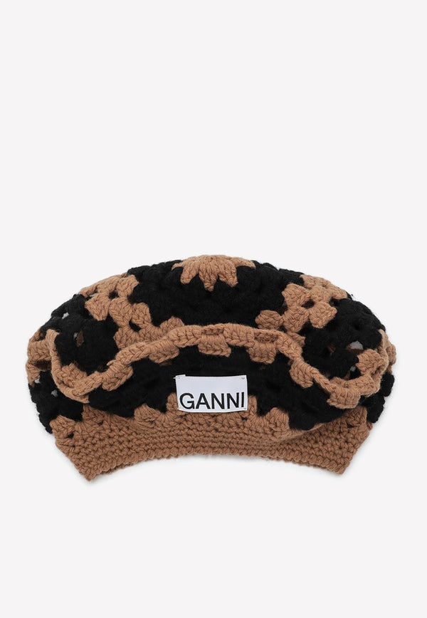 GANNI Wool Crochet Hat A44255791/L Multicolor
