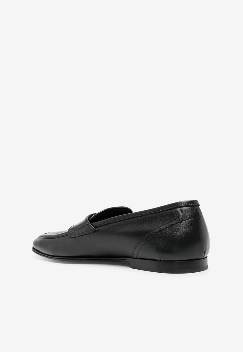 Dolce & Gabbana Logo-Plaque Leather Loafers Black 