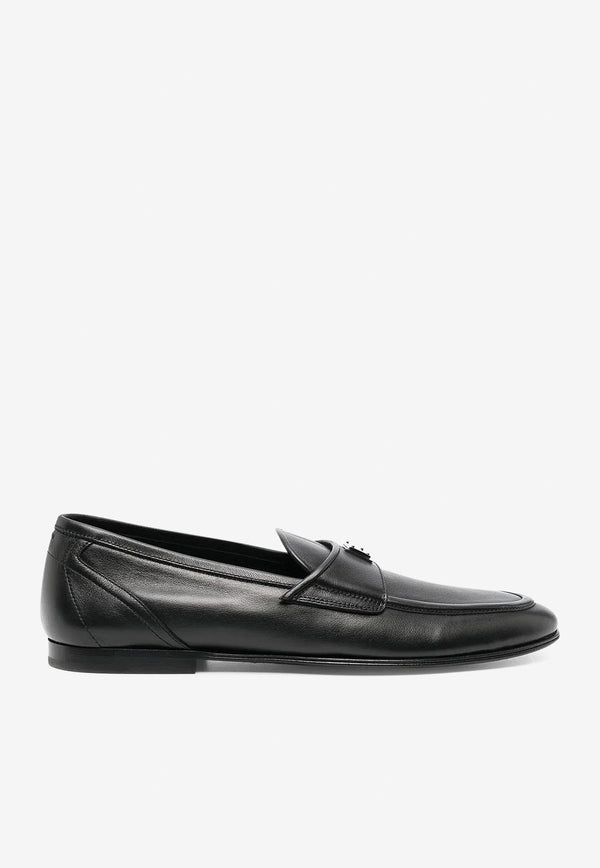 Dolce & Gabbana Logo-Plaque Leather Loafers Black 