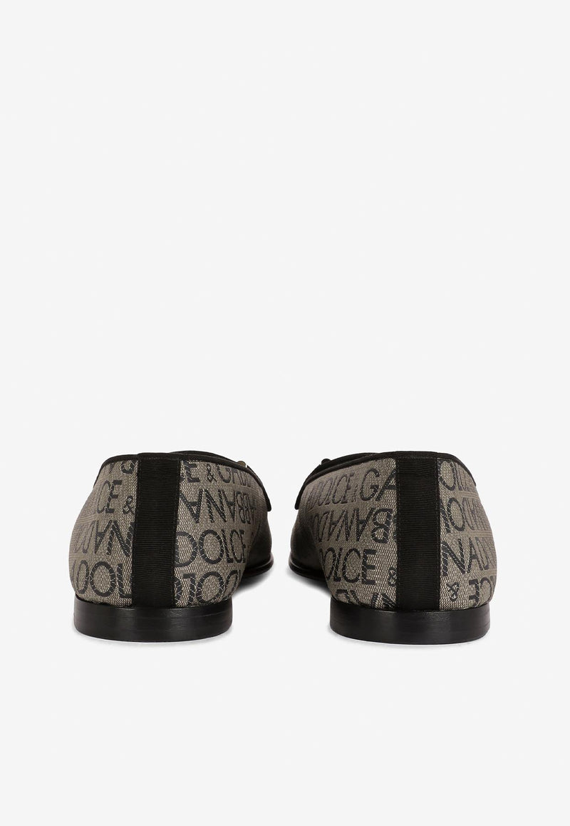 Dolce & Gabbana Logo-Plaque Jacquard Loafers Beige 