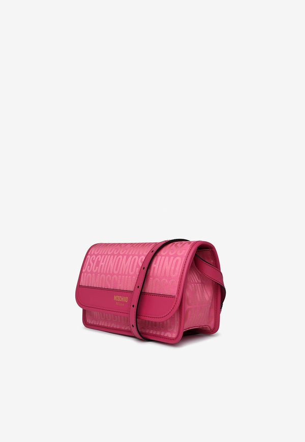 Moschino All-Over Logo Crossbody Bag Pink A7404 8268 1207