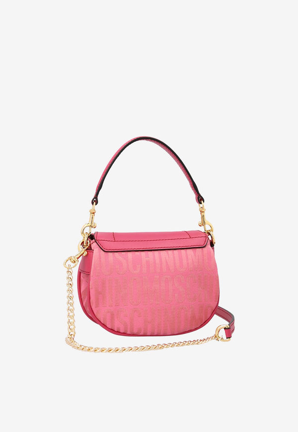 Moschino Mini Logo Jacquard Shoulder Bag Pink A7406 8268 1207