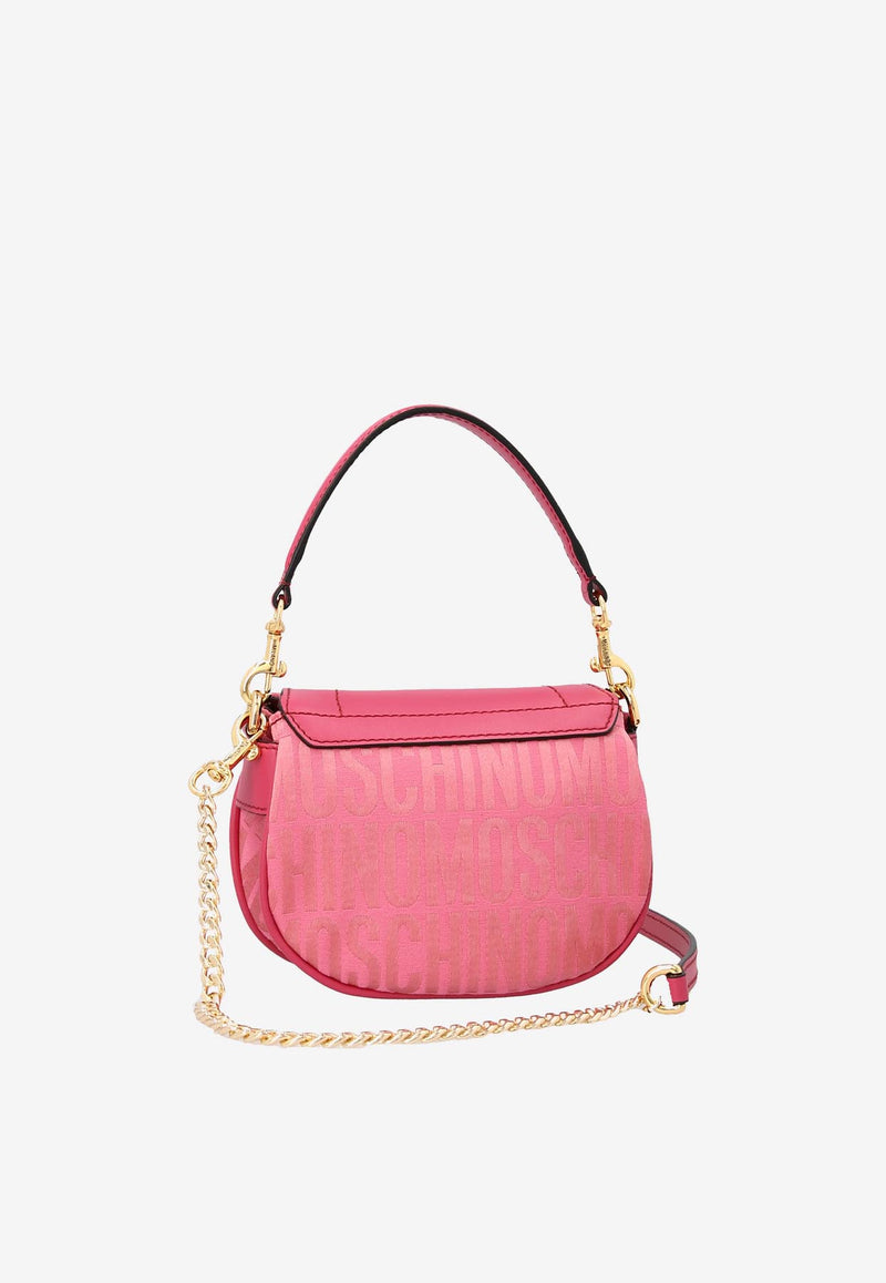 Moschino Mini Logo Jacquard Shoulder Bag Pink A7406 8268 1207