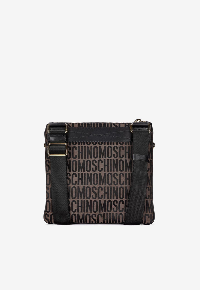 Moschino All-Over Logo Shoulder Bag Brown A7407 8268 1103
