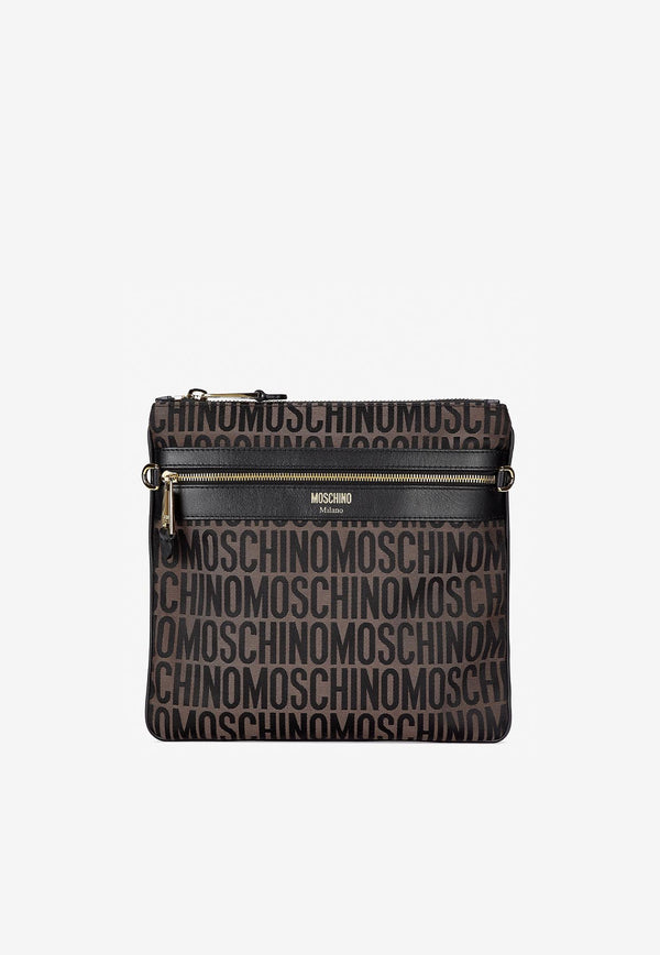 Moschino All-Over Logo Shoulder Bag Brown A7407 8268 1103