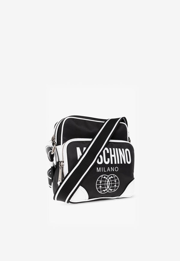 Moschino Smiley Print Messenger Bag Monochrome A7437 8208 1555