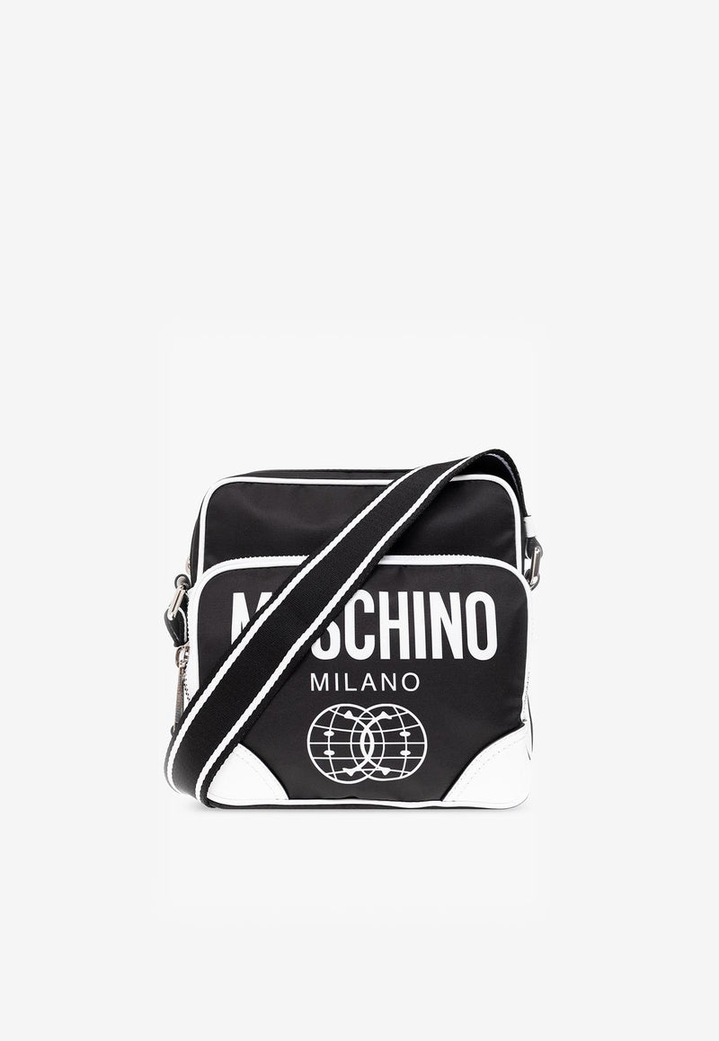 Moschino Smiley Print Messenger Bag Monochrome A7437 8208 1555