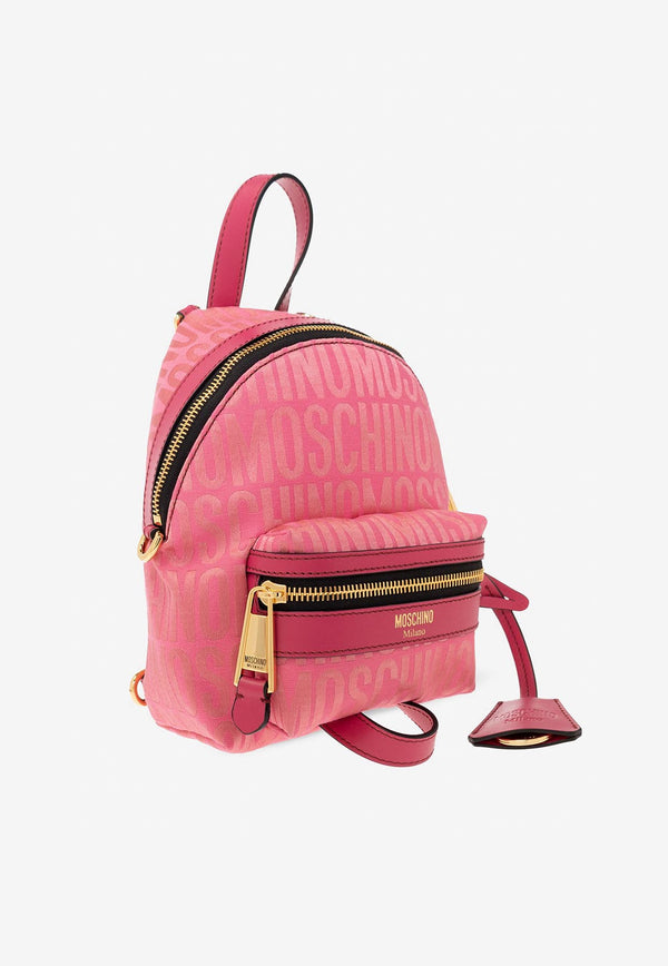 Moschino Mini Logo Zipped Backpack A7603 8268 1207 Pink