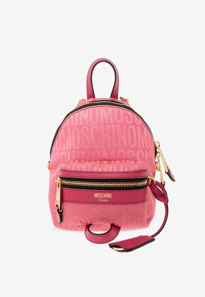 Moschino Mini Logo Zipped Backpack A7603 8268 1207 Pink