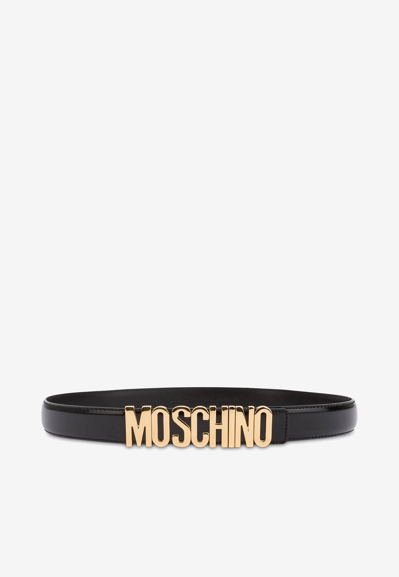 Moschino Logo Belt in Calf Leather A8012 8007 0555 Black