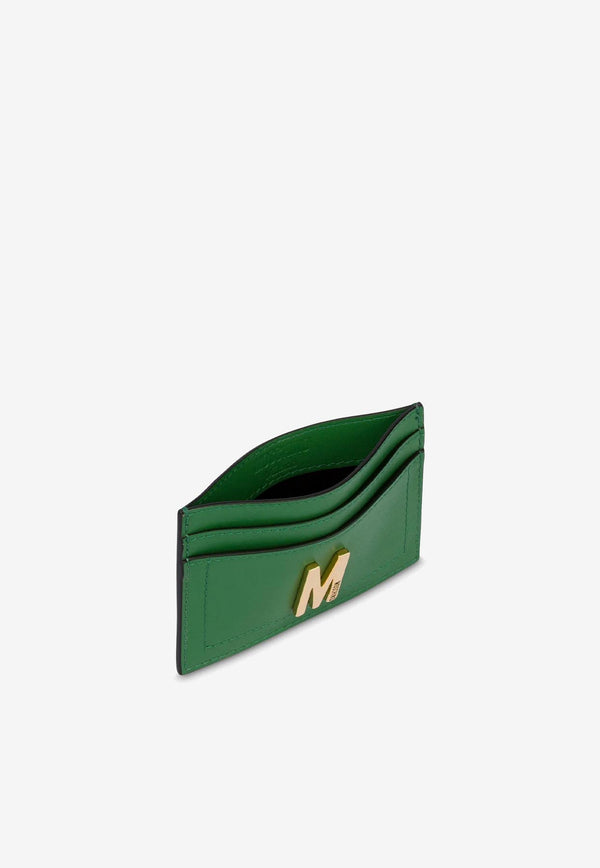 Moschino M Plaque Cardholder in Calf Leather A8119 8008 0393 Green
