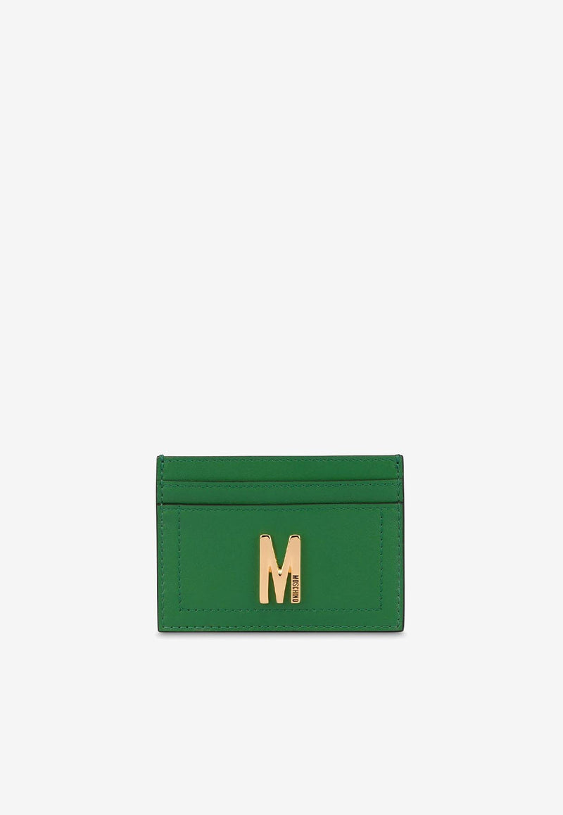 Moschino M Plaque Cardholder in Calf Leather A8119 8008 0393 Green