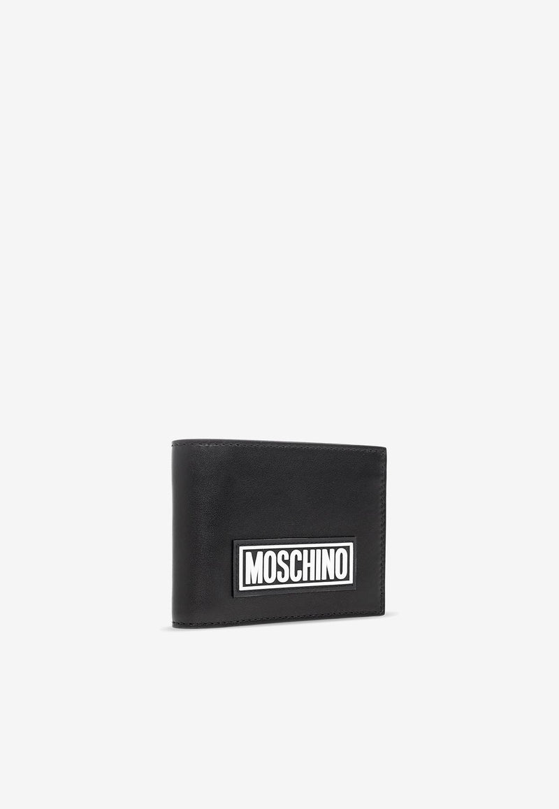 Moschino Logo Bi-Fold Leather Wallet A8121 8001 1555 Black