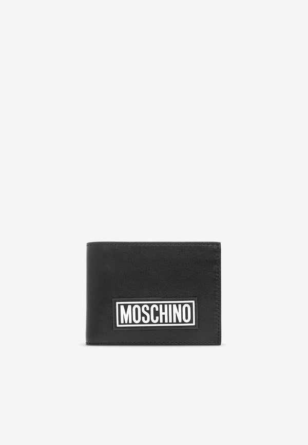 Moschino Logo Bi-Fold Leather Wallet A8121 8001 1555 Black