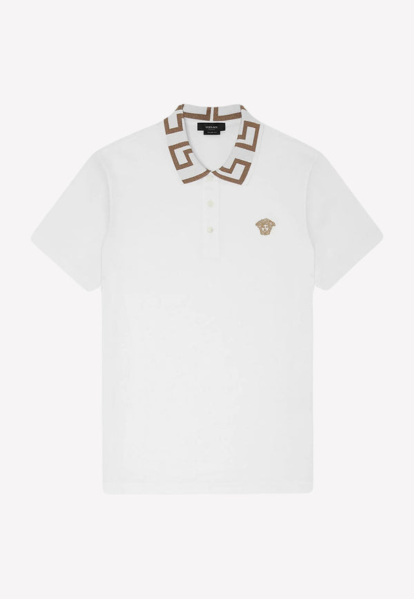 Versace Greca Slim-Fit Polo T-shirt A87402 1A01552 A1001