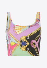 Versace Printed Sleeveless Cropped Top Multicolor ABD05031 1A04522 5X000