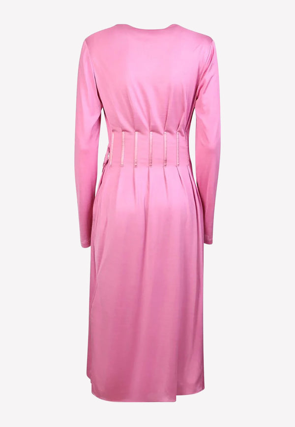 Tom Ford Draped Midi Dress in Silk ABJ669-FAX835 DP152 Pink