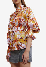 Acler Watson Floral Print Shirt with Cut-Out Multicolor