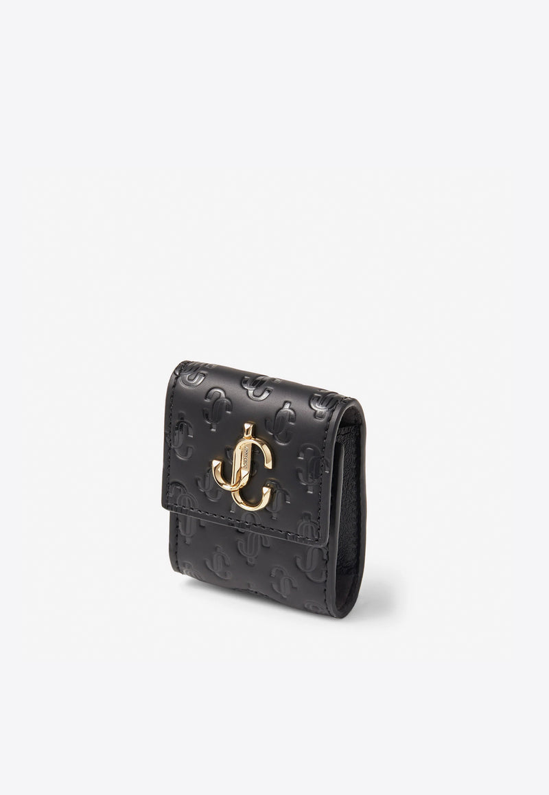 Jimmy Choo JC Monogram AirPods Case in Calf Leather Black AIRPODS CASE W/CHAIN BLACK/BLACK/LIGHT GOLD
