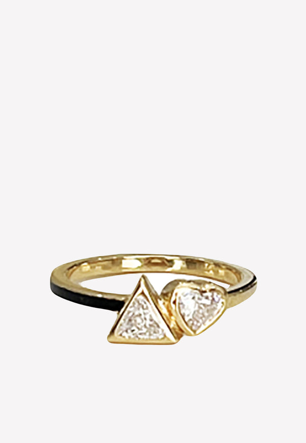 Alev Jewelry Trillion and Heart Diamond Paved Ring Gold ALV131