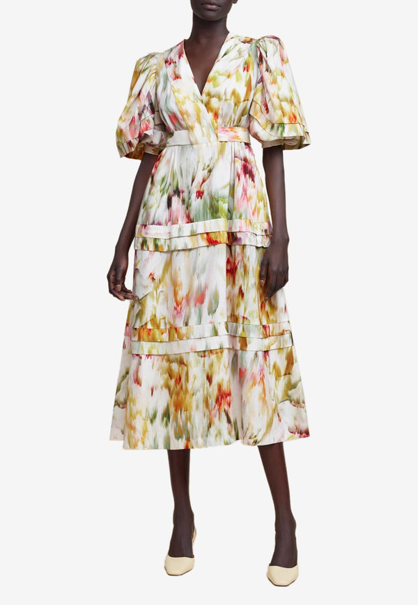 Acler Marston Printed Midi Dress Multicolor