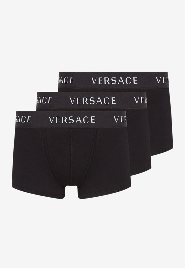 Versace Logo Band Trunks - Set of 3 Black AU04321 AC00058 A3197