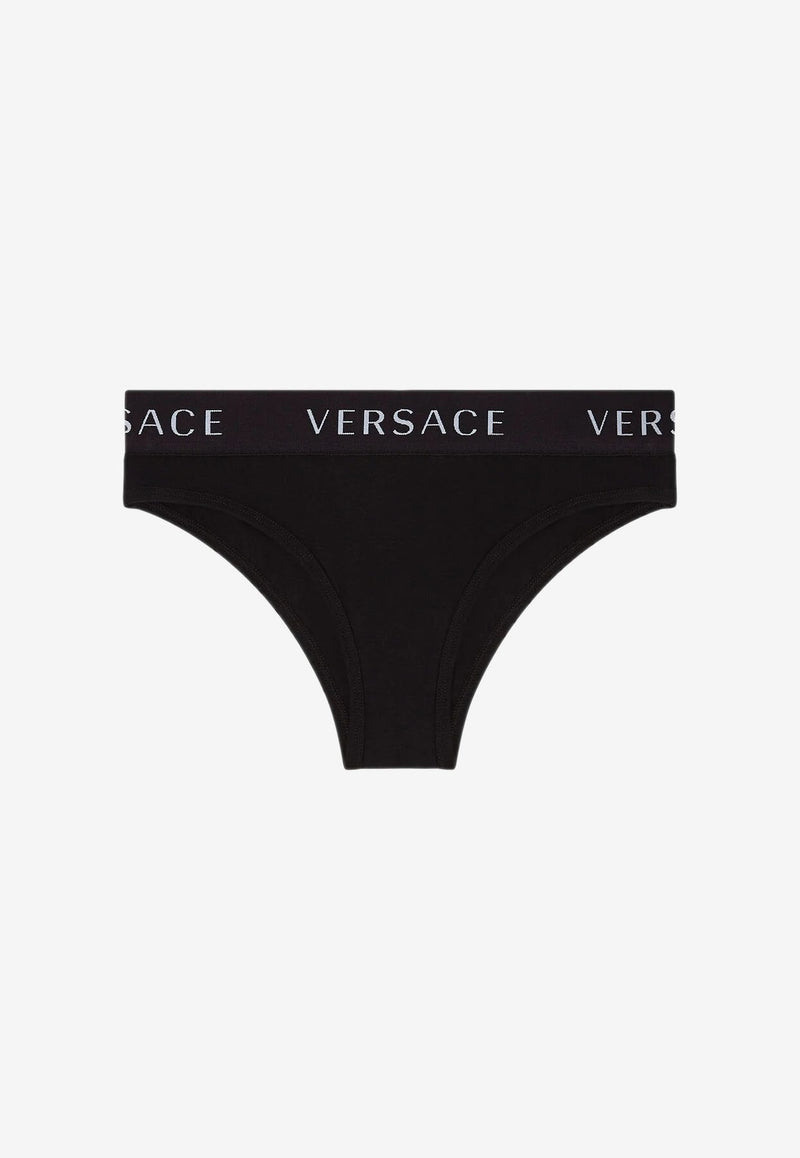Versace Logo Waistband Briefs Black AUD04071 AC00058 A1008