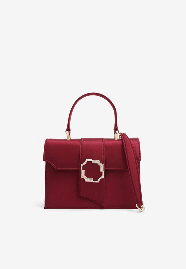 Malone Souliers Small Audrey Top Handle Bag in Satin AUDREY SMALL 6 BURGUNDY