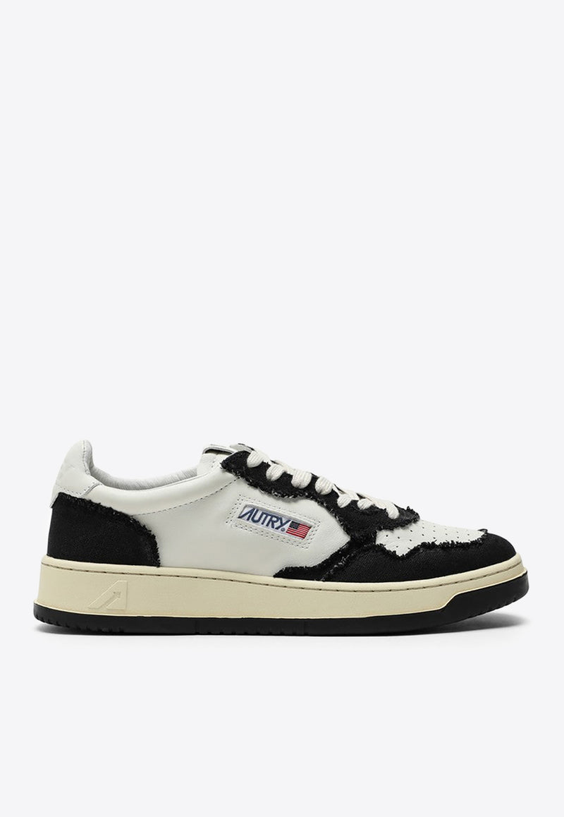 Autry Medalist Leather and Canvas Low-Top Sneakers Monochrome AULMCB02/M_Autry-BLK