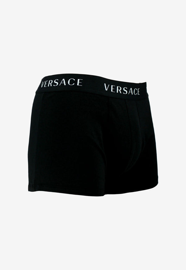Versace Logo Waistband Boxer Shorts Black AUU04021 AC00058 A1008