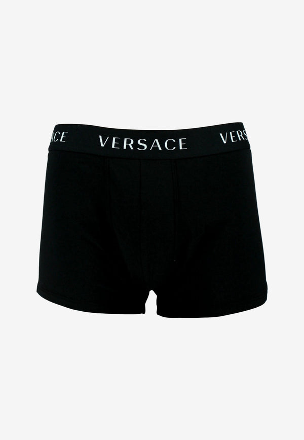 Versace Logo Waistband Boxer Shorts Black AUU04021 AC00058 A1008