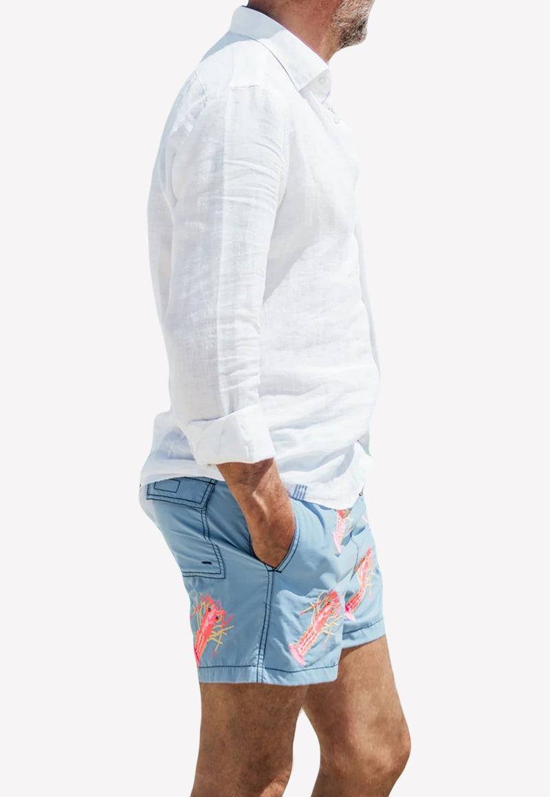 Les Canebiers All-Over Lobster Print Swim Shorts Blue All Over Lobster-Blue