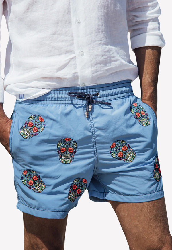 Les Canebiers All-Over Mex Print Swim Shorts Blue All Over Mex-Blue