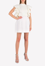 High-Neck Exaggerated Ruffle Top