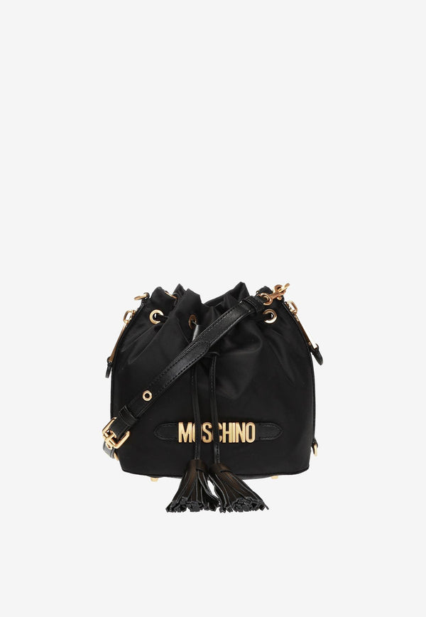 Moschino Logo Drawstring Shoulder Bag B7410 8202 1555 Black