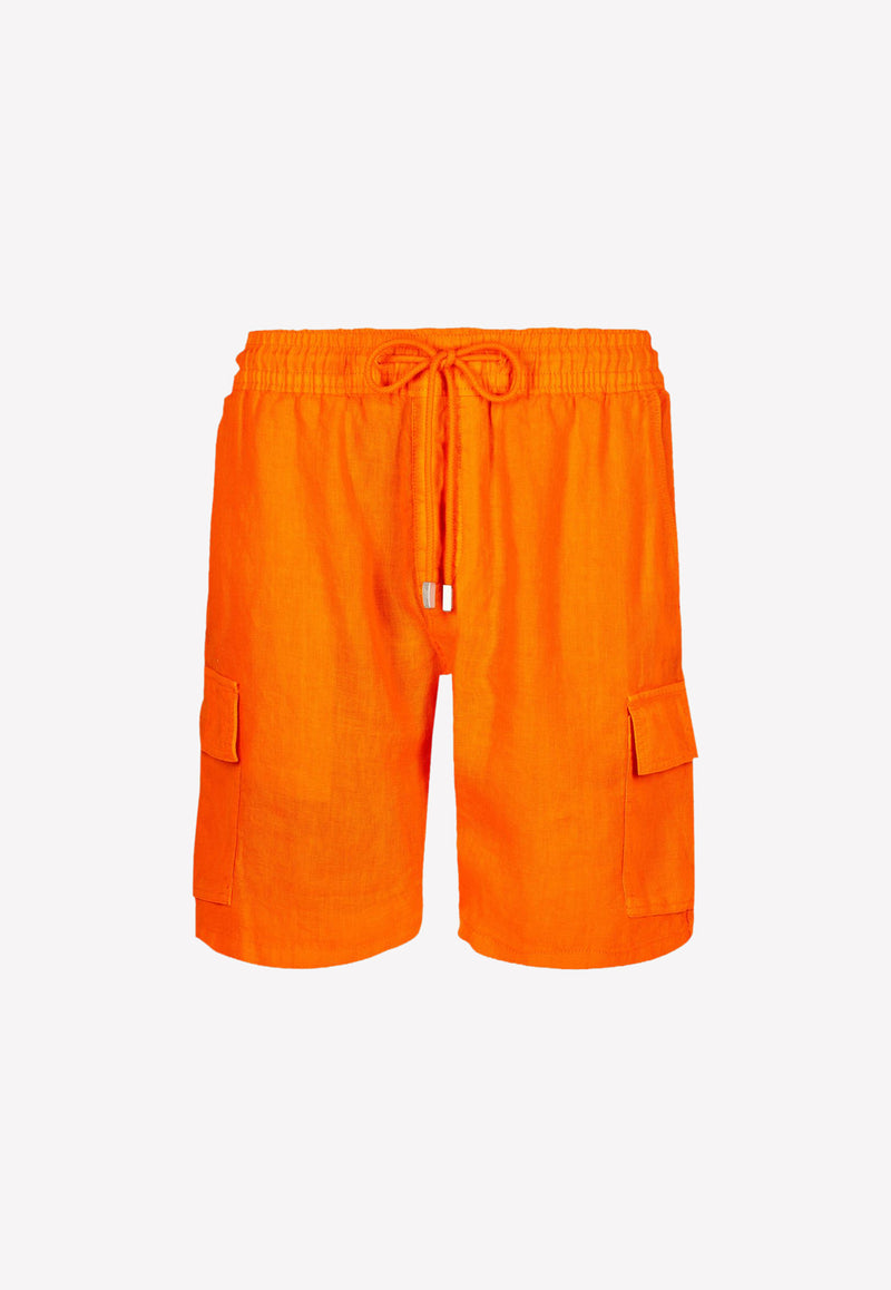 Vilebrequin Baie Cargo Bermuda Shorts Orange BAIE9U01-195