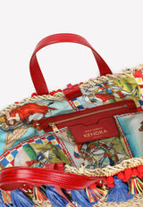 Dolce & Gabbana Kendra Tassel Embellished Straw Tote Bag Multicolor BB5888 AJ735 8I328