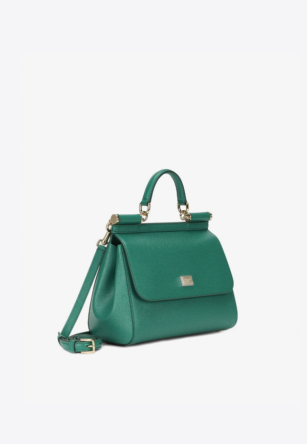 Dolce & Gabbana Medium Sicily Top Handle Bag in Dauphine Leather Green BB6002 A1001 87174