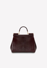 Dolce & Gabbana Medium Sicily Top Handle Bag in Iguana-Embossed Calfskin Bordeaux BB6002 A1095 80342