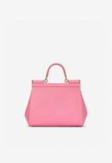 Dolce & Gabbana Medium Sicily Top Handle Bag in Dauphine Calf Leather BB6002 A1001 80424 Pink