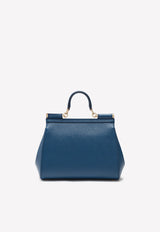 Dolce & Gabbana Medium Sicily Top Handle Bag in Dauphine Leather Blue BB6002 A1001 80648