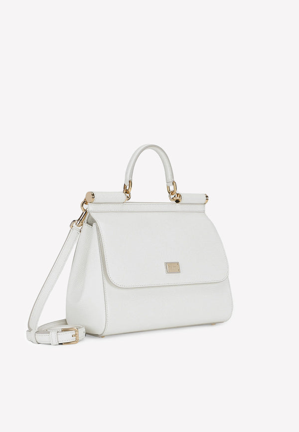 Dolce & Gabbana Medium Sicily Iguana-Print Top Handle Bag White BB6002 A1095 80002