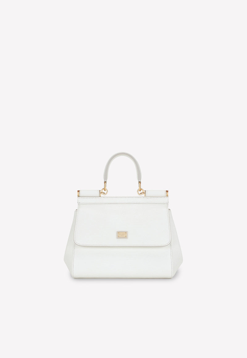 Dolce & Gabbana Small Sicily Top Handle Bag in Dauphine Leather White BB6003 A1095 80002