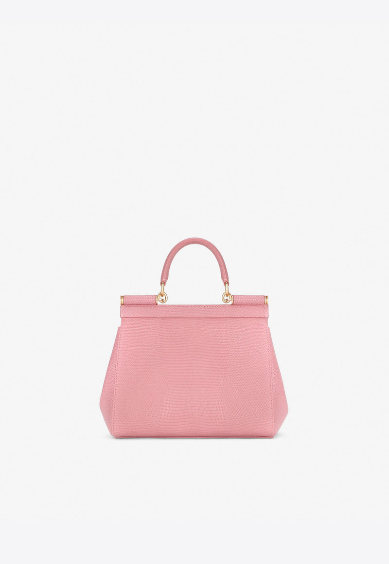 Dolce & Gabbana Small Sicily Top Handle Bag in Dauphine Leather Pink BB6003 A1095 87414