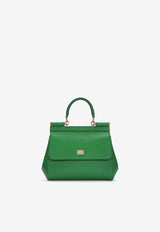 Dolce & Gabbana Small Sicily Top Handle Bag in Dauphine Calf Leather BB6003 A1001 87192 Green