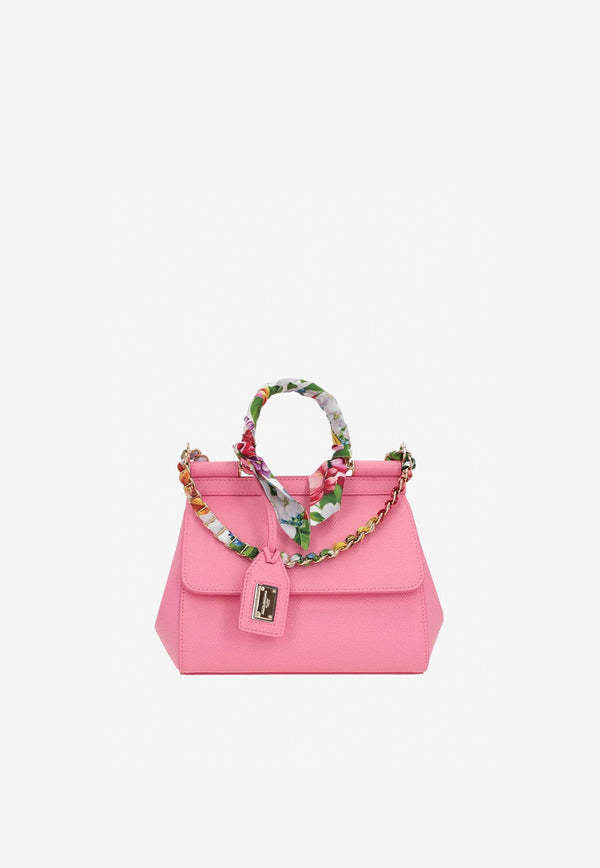 Dolce & Gabbana Small Sicily Top Handle Bag in Dauphine Calf Leather BB6003 AK108 80424 Pink