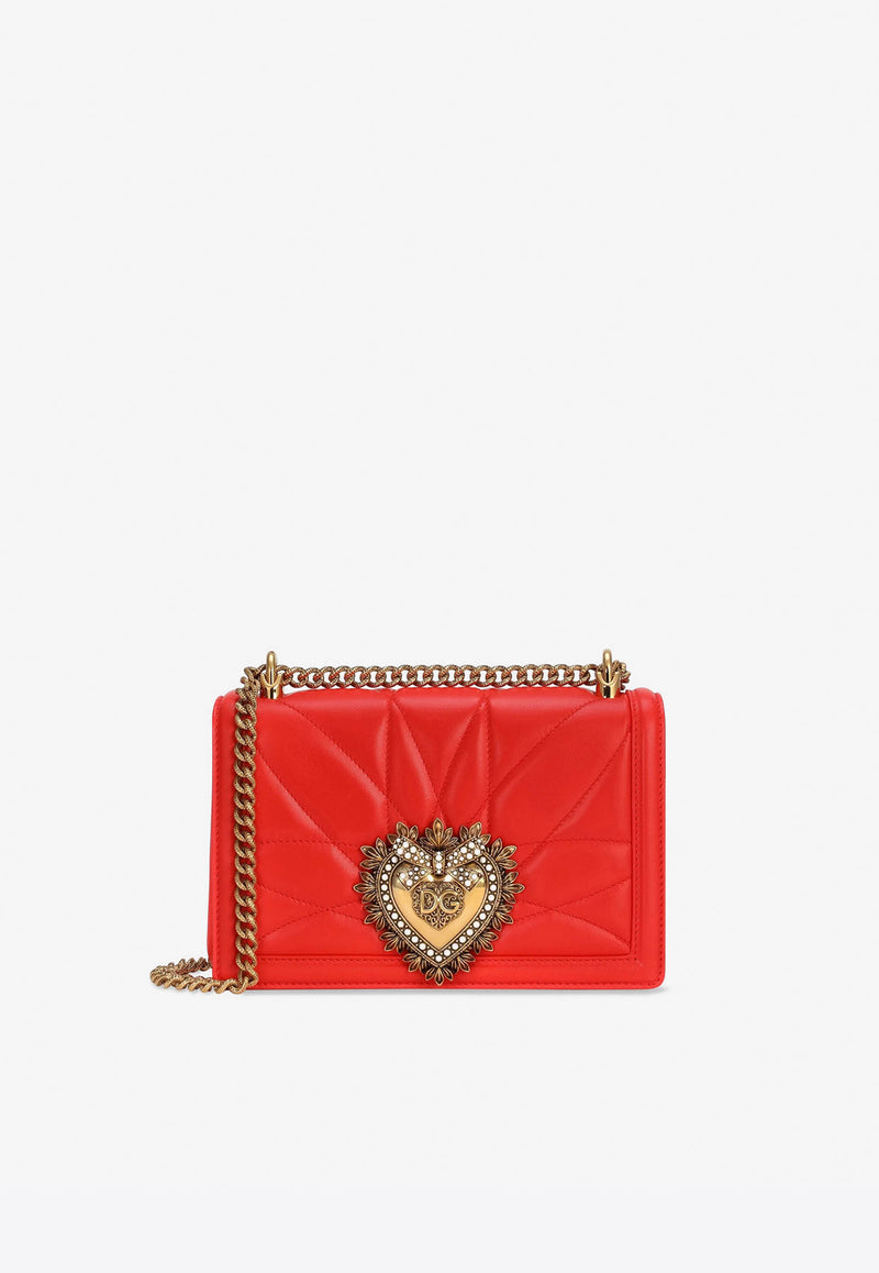Dolce & Gabbana Medium Devotion Quilted Nappa Leather Shoulder Bag Red BB6652 AV967 8H243