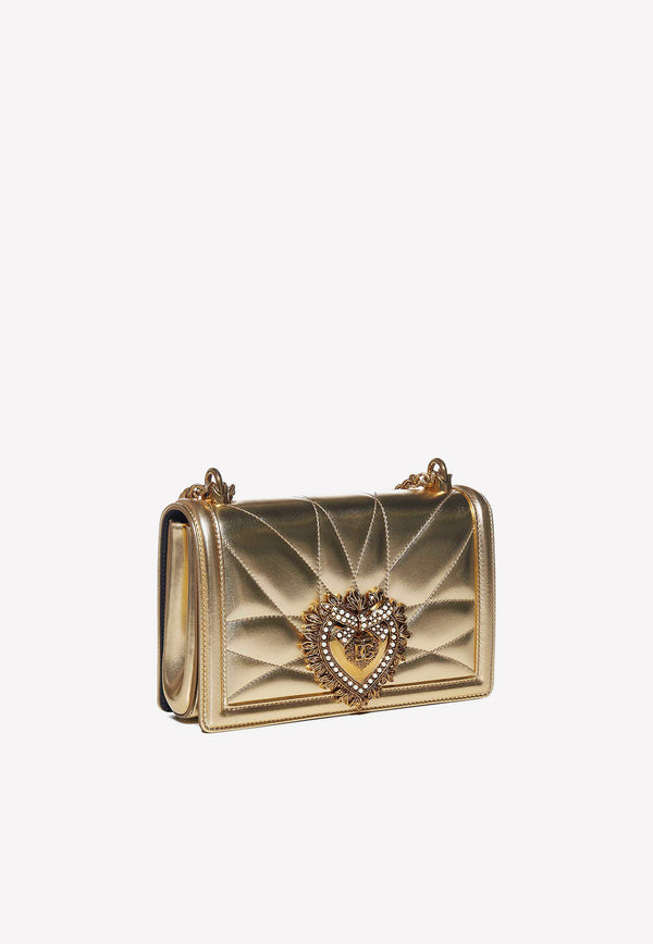 Dolce & Gabbana Medium Devotion Quilted Leather Shoulder Bag Gold BB6652 AK772 87503