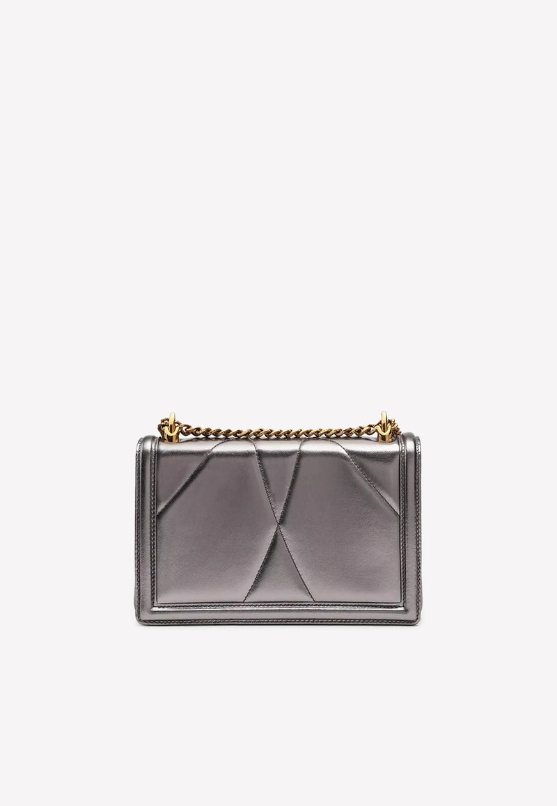 Dolce & Gabbana Medium Devotion Quilted Leather Shoulder Bag Silver BB6652 AK772 87778